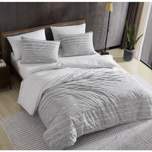 Kenneth Cole Abstract Stripe Gray/White Full Queen Duvet 2 Sham Set NWT Mens Bed
